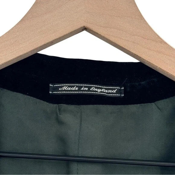 Vintage Women's Blazer Scotch House Wool Cashmere Holiday Plaid Velvet Trim | L - Picture 4 of 12